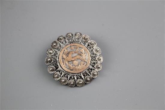 A 19th century yellow metal and citrine set ring (adapted) and 3 other items.
